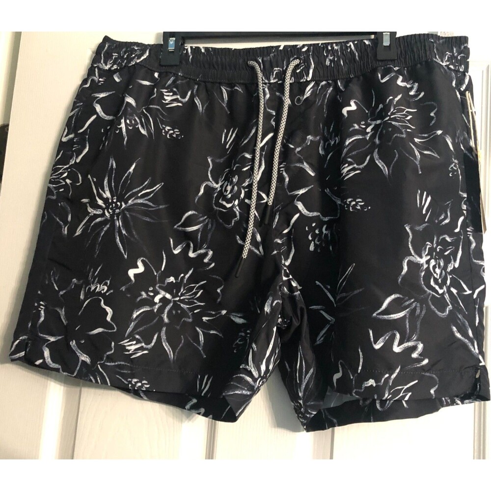 Men's Forever 21 Black Floral Swim Trunks Size 2XL NWT B4